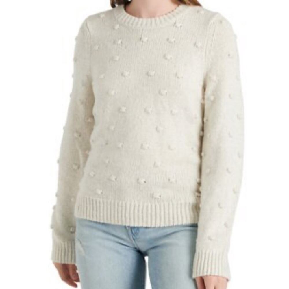 Lucky Brand Bobble Crew Neck Sweater Oatmeal Grey Women's